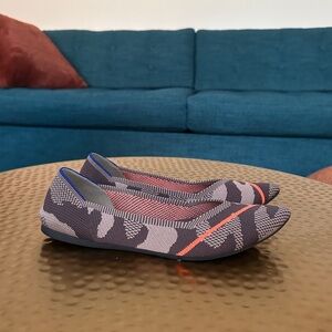 Rothy's Gray and Orange Patterned Flats
